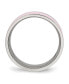 Stainless Steel Polished Pink Ceramic 7.5mm Band Ring