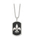 Фото #3 товара Chisel black IP-plated Fleur de lis Dog Tag Ball Chain Necklace