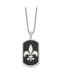 ფოტო #3 პროდუქტის Black IP-plated Fleur de lis Dog Tag Ball Chain Necklace