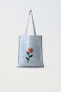Фото #1 товара Сумка-шопер в клетку виши с цветочной вышивкой ZARA