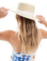 Фото #4 товара ASOS DESIGN straw boater hat with white band