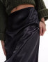 Topshop satin bias maxi skirt in indigo Синий, 38 - фото #3