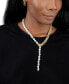 Фото #3 товара ADORNIA 14k Gold-Plated Pavé Chain & Mother-of-Pearl Asymmetrical Lariat Necklace, 15" + 2" extender