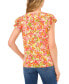 Women's Floral Print Double Ruffled Sleeve Crewneck Knit Top
