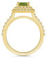 ფოტო #3 პროდუქტის Peridot and Diamond Accent Halo Ring in 14K Yellow Gold