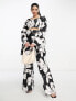 Фото #1 товара ASOS LUXE Curve co-ord flared suit trouser in black & white floral print