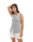 ASOS DESIGN knitted asymmetric button front waistcoat with split in grey grau, M - EU 40-42 - фото #3