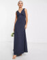 Фото #2 товара Maya Bridesmaid gathered strap maxi dress in navy blue