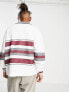 ASOS DESIGN – Weiß meliertes Oversize-Sweatshirt im Blockfarbendesign mit Polokragen und Print