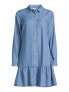 Фото #2 товара Time and Tru Women's Mini Shirt Knee Length Dress with Long Sleeves Size S (4-6)