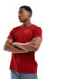 Tommy Hilfiger tipped collar t-shirt in red Dunkles Magma, XS - Chest 88-92 cm - фото #2