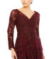 ფოტო #3 პროდუქტის Women's Embellished Illusion Long Sleeve V Neck Gown