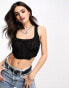 Фото #1 товара Bershka mesh overlay corset top in black