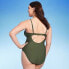 Фото #4 товара Women's Keyhole One Piece Swimsuit - Shade & Shore Dark Green XS