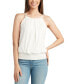 ფოტო #1 პროდუქტის Juniors' Straight-Neck Sleeveless Smocked-Hem Top