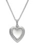 ფოტო #1 პროდუქტის Crystal Heart Locket Necklace in Sterling Silver