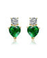 ფოტო #2 პროდუქტის Sterling Silver 14K Gold Plated with Cubic Zirconia Two-Stone Heart Earrings