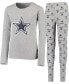 ფოტო #1 პროდუქტის Big Boys Heathered Gray Dallas Cowboys Long Sleeve T-shirt and Pants Sleep Set