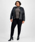 ფოტო #1 პროდუქტის Plus Size Leather Woven-Shoulder Coat