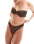 Фото #2 товара The Frolic serenity knot front bandeau bikini top in dark chocolate glitter