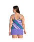 Фото #2 товара Plus Size Square Neck Underwire Tankini Swimsuit Top Adjustable Straps