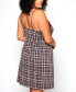 ფოტო #2 პროდუქტის Plus Size Modal Cozy Plaid Trimmed in Elegant Lace 1 Pc Nightgown