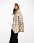 ASOS DESIGN oversized shirt in camel check Karomuster in Kamel, 36 - фото #2