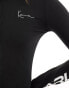 Фото #4 товара Karl Kani signature half zip bodycon dress in black with logo sleeve print