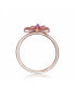Фото #3 товара Sterling Silver with Rose Gold Plated Ruby Cubic Zirconia Small Butterfly Ring
