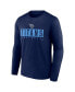 Фото #2 товара Men's Navy Tennessee Titans Big and Tall Wordmark Long Sleeve T-shirt