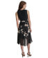 Women's Mixed-Media Sleeveless Belted Dress