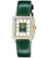 ფოტო #1 პროდუქტის Women's Padova Gemstone Swiss Quartz Diamond Accent Green Hand Made Italian Leather Strap Watch 27mm x 30mm