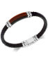 ფოტო #1 პროდუქტის EFFY® Men's Tiger's Eye Brown Leather Bracelet in Sterling Silver