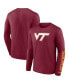 ფოტო #1 პროდუქტის Men's Maroon Virginia Tech Hokies Double Time 2-Hit Long Sleeve T-shirt