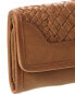 Frye Melissa Basket Woven Leather Wallet Women's Brown