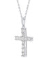 ფოტო #3 პროდუქტის Lab-Created Diamond Cross 18" Pendant Necklace (1/2 ct. t.w.) in Sterling Silver or 14K Gold-Plated Sterling Silver