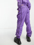 Фото #2 товара ASOS DESIGN piped detail track pant in purple co-ord