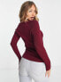 Фото #2 товара ASOS DESIGN knitted top with plunge notch neck in dark red