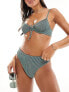 Фото #1 товара ASOS DESIGN mix & match waffle texture underwired bikini top in aqua blue glitter