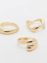 Фото #4 товара ASOS DESIGN pack of 3 rings with mixed minimal designs in gold tone