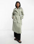 ASOS DESIGN longline trench coat in light khaki US 14 - фото #8