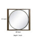 Round Wall Mirror With Rectangular Wooden Frame, Brown