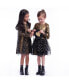 Little Girls ROSALINE FW23 BLACK PLEATED MESH & METTALIC DRESS