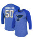 Фото #1 товара Men's Jordan Binnington Blue St. Louis Blues Name and Number Tri-Blend Raglan 3/4-Sleeve T-shirt