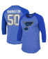 ფოტო #1 პროდუქტის Men's Jordan Binnington Blue St. Louis Blues Name and Number Tri-Blend Raglan 3/4-Sleeve T-shirt