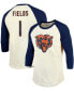 ფოტო #1 პროდუქტის Men's Justin Fields Cream, Navy Chicago Bears Player Name Number Raglan 3/4 Sleeve T-shirt