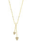ფოტო #1 პროდუქტის EFFY® Diamond Double Heart 18" Lariat Necklace (1/2 ct. t.w.) in 14k Gold