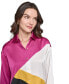 Women's Colorblocked Satin Button-Front Top