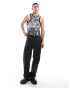 ASOS DESIGN muscle vest in black with renaissance all over print