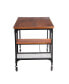 Industrial Style Wood And Metal Desk With Two Bottom Shelves, Brown And Black